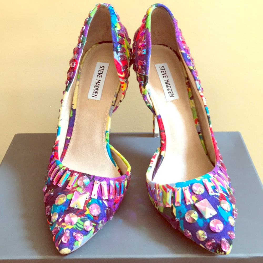 Bedazzled Steve Madden Multicolored D’Orsay Pumps